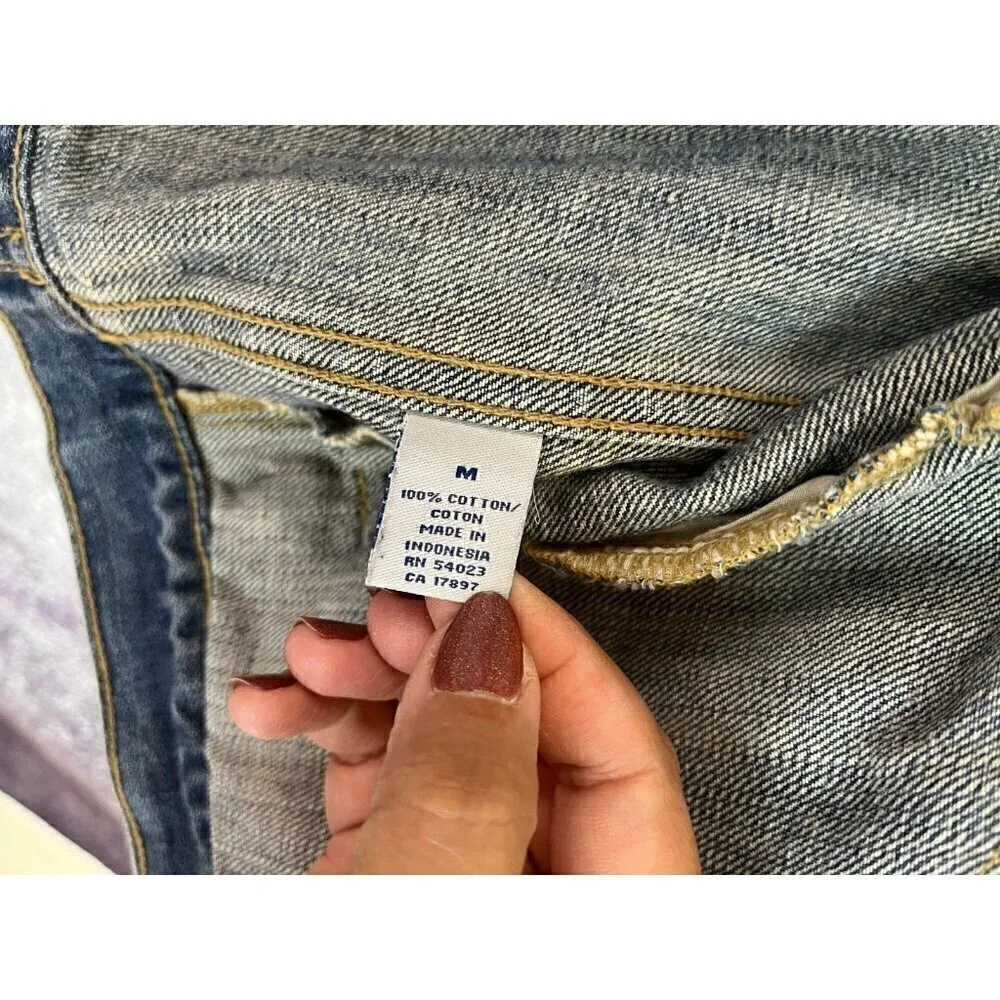 OLD NAVY Jacket Womens M Blue Denim Jean Cropped‎ Trucker Wash Y2K Retro 80s 90s